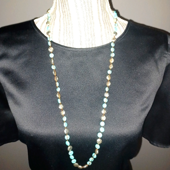 Source Unknown Jewelry - 16" Bronze and turquoise necklace, very heavy material.